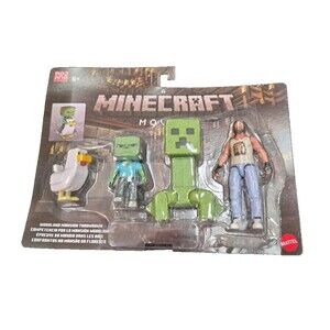 Minecraft Movie Woodland Mansion Throwdown Figure Multipack Chicken Jockey New